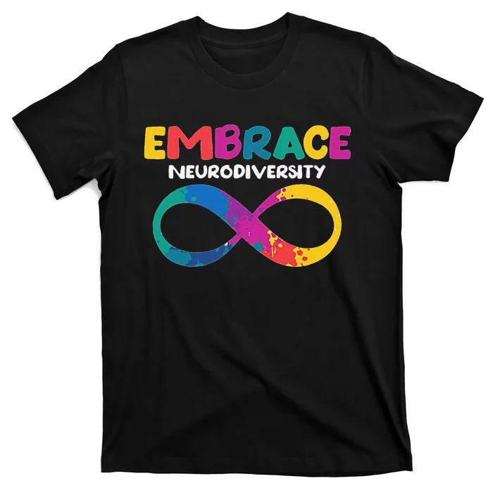 Embrace Neurodiversity Autism ADHD ASD Rainbow Brain T-Shirt