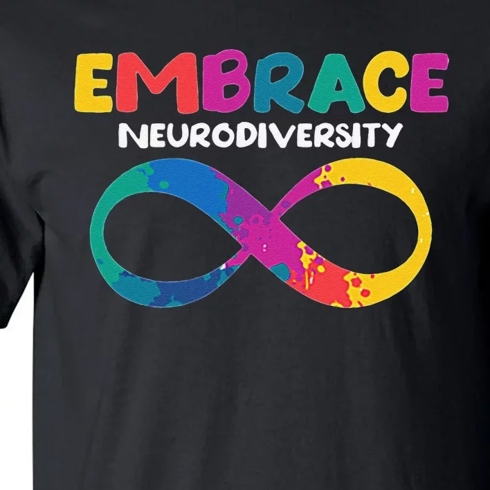 Embrace Neurodiversity Autism ADHD ASD Rainbow Brain Tall T-Shirt