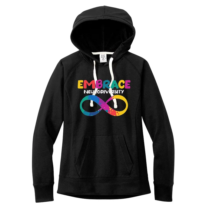 Embrace Neurodiversity Autism ADHD ASD Rainbow Brain Women's Fleece Hoodie