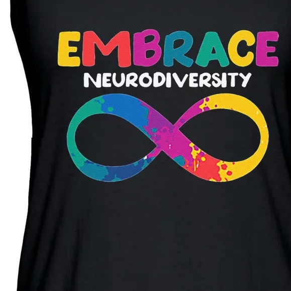 Embrace Neurodiversity Autism ADHD ASD Rainbow Brain Ladies Essential Flowy Tank