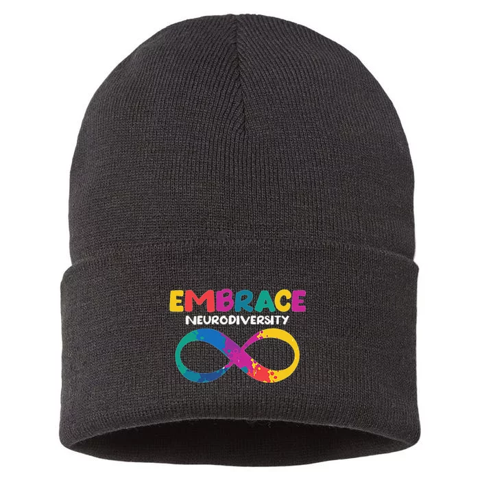 Embrace Neurodiversity Autism ADHD ASD Rainbow Brain Sustainable Knit Beanie