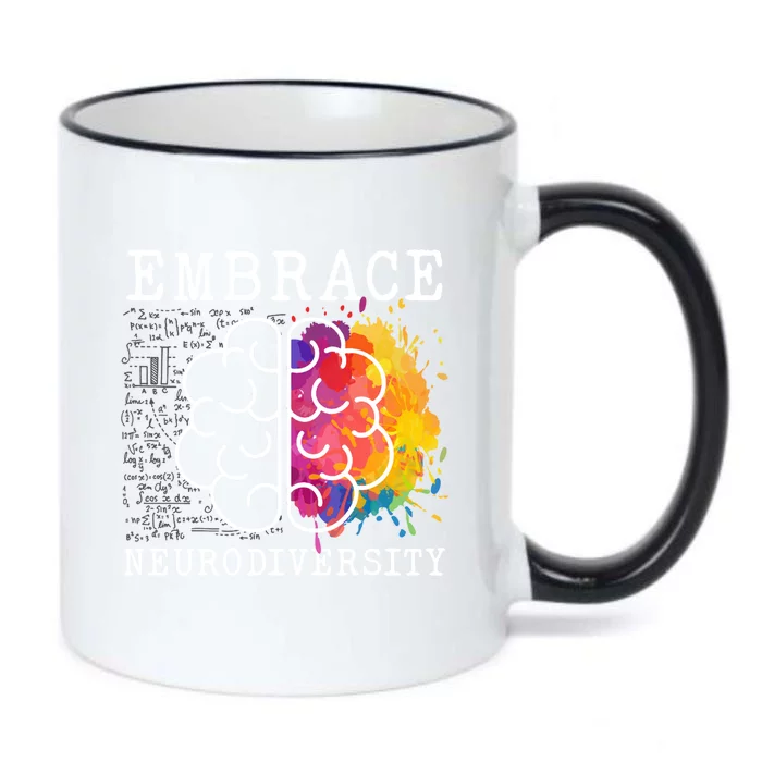 Embrace Neurodiversity Autism Adhd Asd Rainbow Brain Gift Black Color Changing Mug