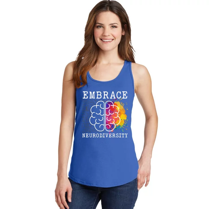 Embrace Neurodiversity Autism Adhd Asd Rainbow Brain Gift Ladies Essential Tank