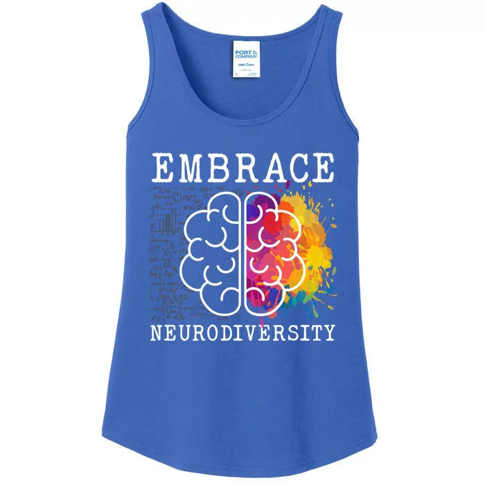 Embrace Neurodiversity Autism Adhd Asd Rainbow Brain Gift Ladies Essential Tank