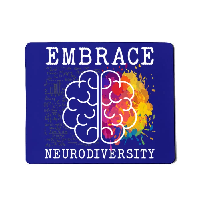 Embrace Neurodiversity Autism Adhd Asd Rainbow Brain Gift Mousepad