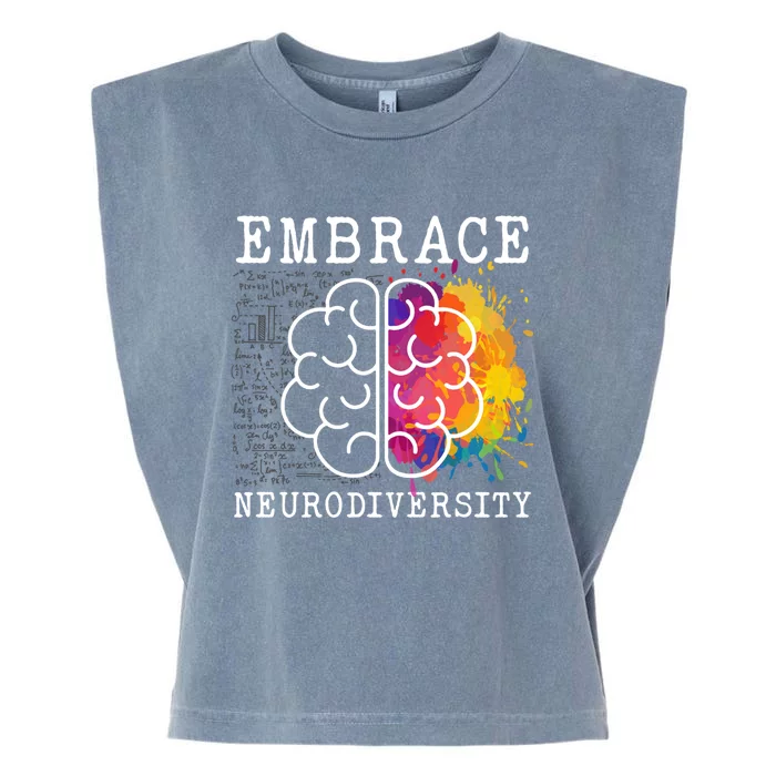 Embrace Neurodiversity Autism Adhd Asd Rainbow Brain Gift Garment-Dyed Women's Muscle Tee