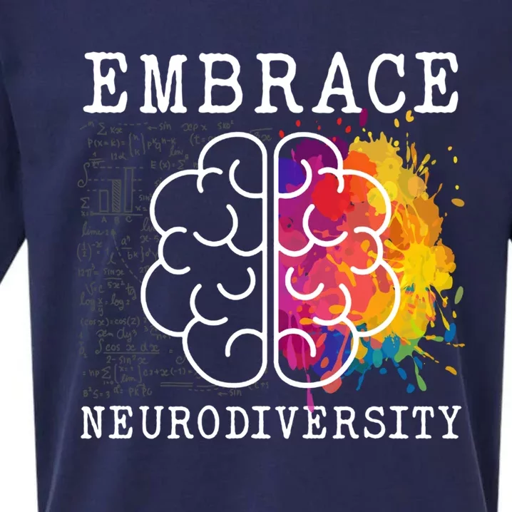 Embrace Neurodiversity Autism Adhd Asd Rainbow Brain Gift Sueded Cloud Jersey T-Shirt