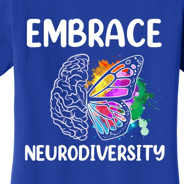 Embrace Neurodiversity Autism Adhd Asd Rainbow Brain Cool Gift Women's T-Shirt