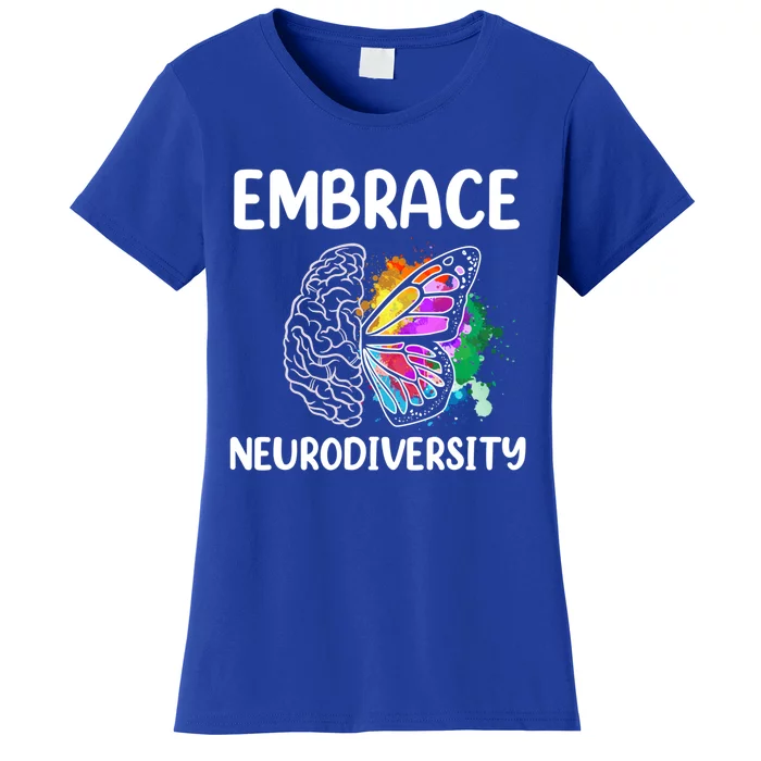 Embrace Neurodiversity Autism Adhd Asd Rainbow Brain Cool Gift Women's T-Shirt