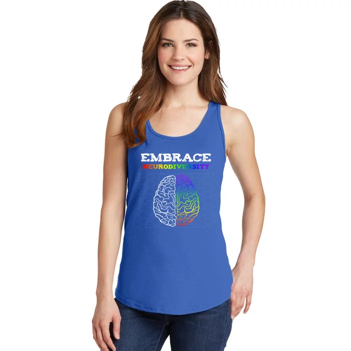 Embrace Neurodiversity Autism Adhd Asd Rainbow Brain Great Gift Ladies Essential Tank