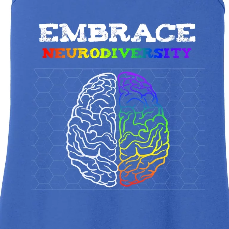 Embrace Neurodiversity Autism Adhd Asd Rainbow Brain Great Gift Ladies Essential Tank