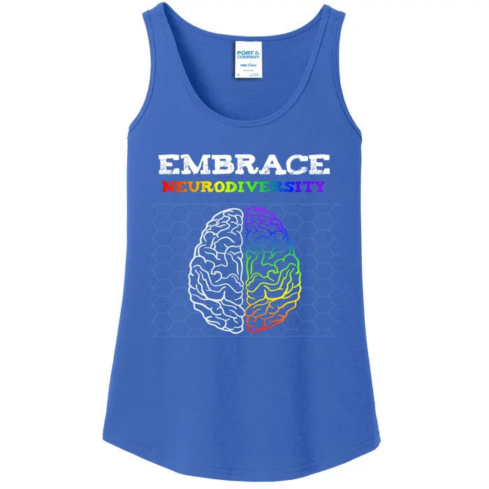 Embrace Neurodiversity Autism Adhd Asd Rainbow Brain Great Gift Ladies Essential Tank