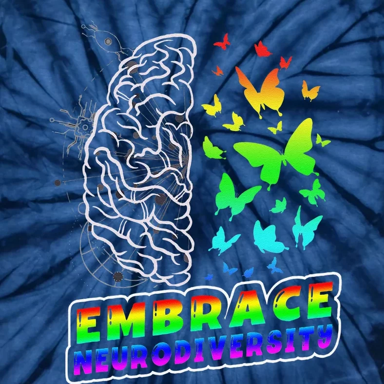 Embrace Neurodiversity Autism ADHD ASD Rainbow Brain Funny Tie-Dye T-Shirt