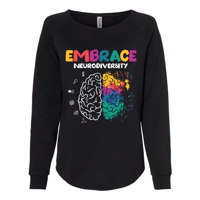 Embrace Neurodiversity Autism Adhd Asd Rainbow Brain Gift Womens California Wash Sweatshirt