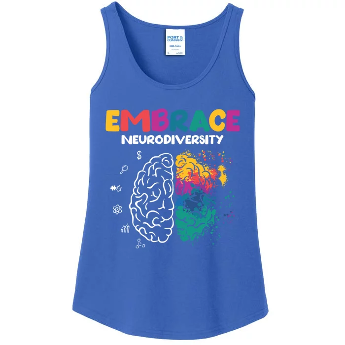 Embrace Neurodiversity Autism Adhd Asd Rainbow Brain Gift Ladies Essential Tank