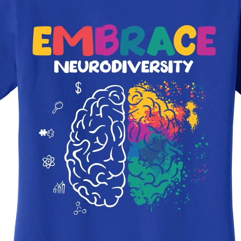 Embrace Neurodiversity Autism Adhd Asd Rainbow Brain Gift Women's T-Shirt