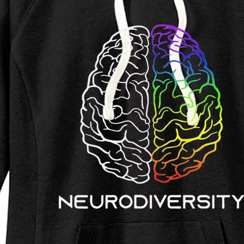 Embrace Neurodiversity Autism ADHD ASD Rainbow Brain Women's Fleece Hoodie