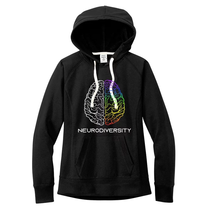 Embrace Neurodiversity Autism ADHD ASD Rainbow Brain Women's Fleece Hoodie