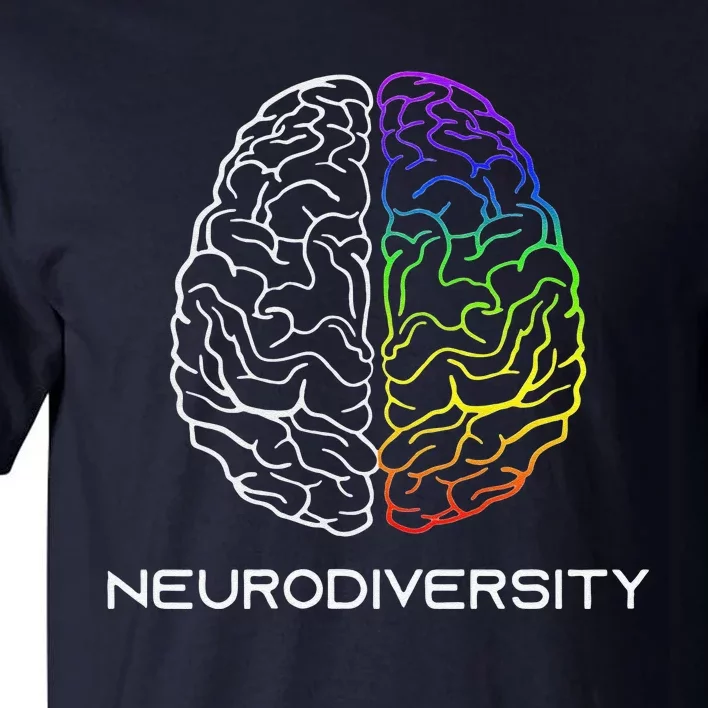 Embrace Neurodiversity Autism ADHD ASD Rainbow Brain Tall T-Shirt