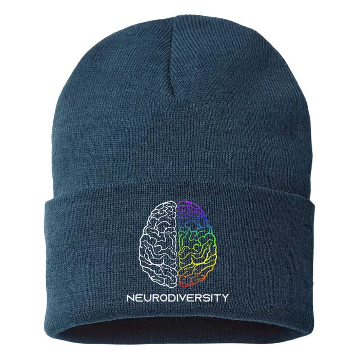 Embrace Neurodiversity Autism ADHD ASD Rainbow Brain Sustainable Knit Beanie