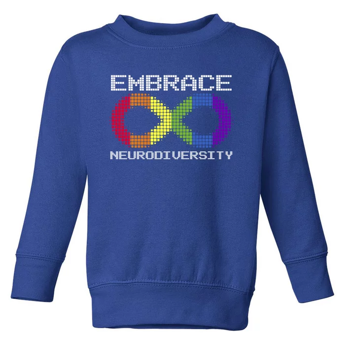 Embrace Neurodiversity Autism Adhd Asd Rainbow Brain Gift Toddler Sweatshirt