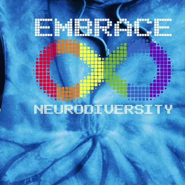 Embrace Neurodiversity Autism Adhd Asd Rainbow Brain Gift Tie Dye Hoodie