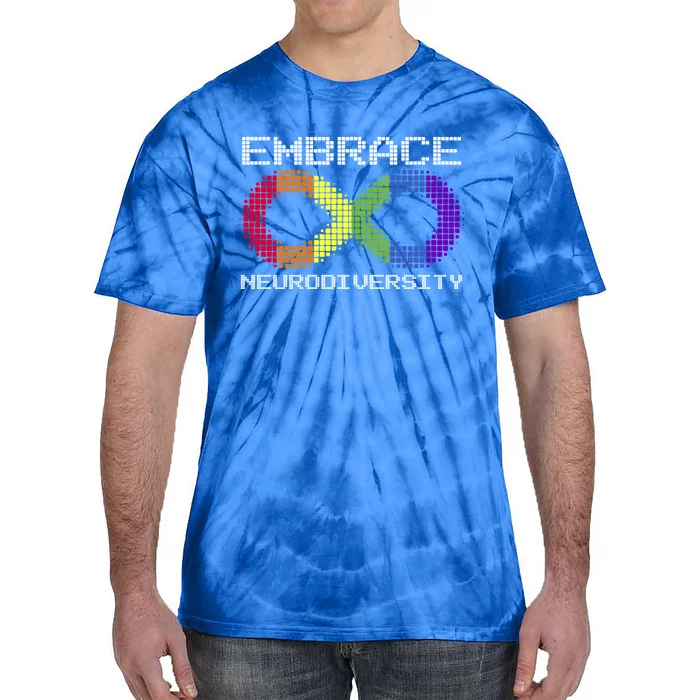 Embrace Neurodiversity Autism Adhd Asd Rainbow Brain Gift Tie-Dye T-Shirt