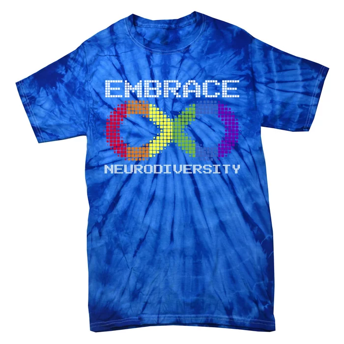 Embrace Neurodiversity Autism Adhd Asd Rainbow Brain Gift Tie-Dye T-Shirt