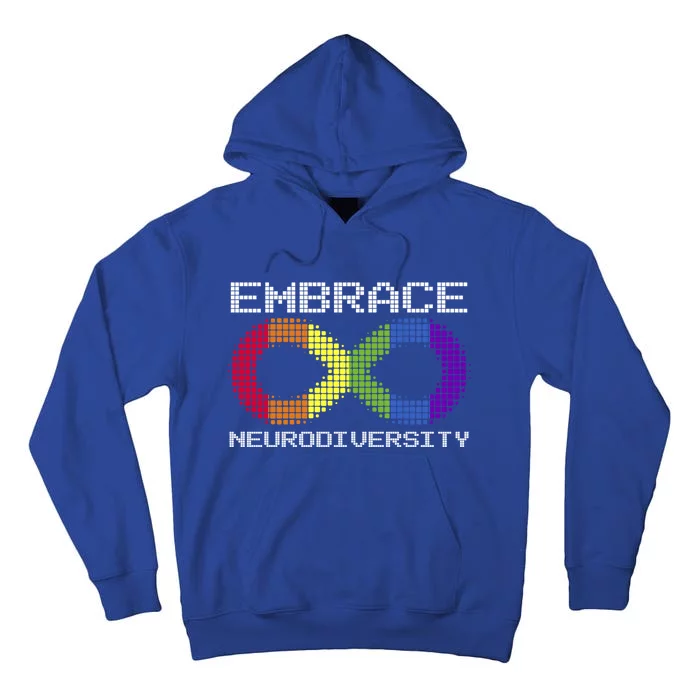 Embrace Neurodiversity Autism Adhd Asd Rainbow Brain Gift Tall Hoodie