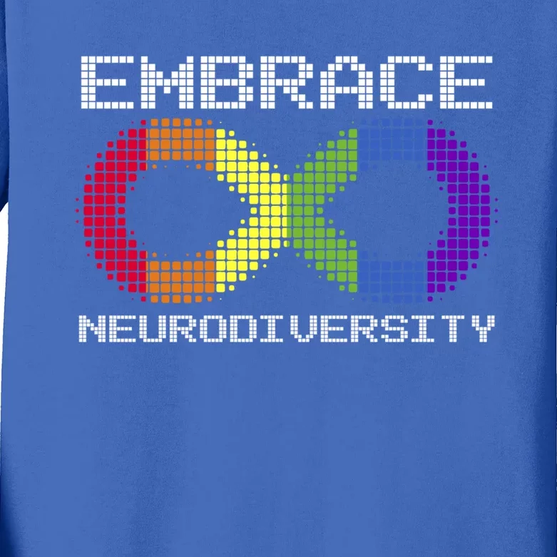 Embrace Neurodiversity Autism Adhd Asd Rainbow Brain Gift Kids Long Sleeve Shirt