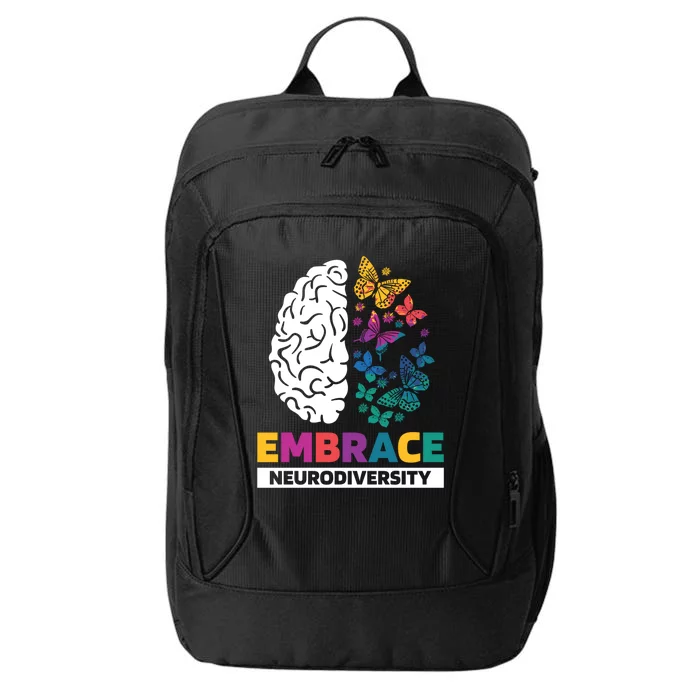 Embrace Neurodiversity Autism Adhd Asd Rainbow Brain Great Gift City Backpack