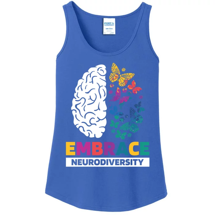 Embrace Neurodiversity Autism Adhd Asd Rainbow Brain Great Gift Ladies Essential Tank