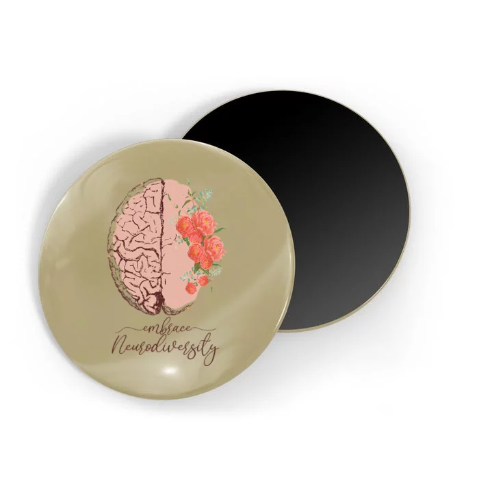 Embrace Neurodiversity Autism Awareness Floral Brain Magnet