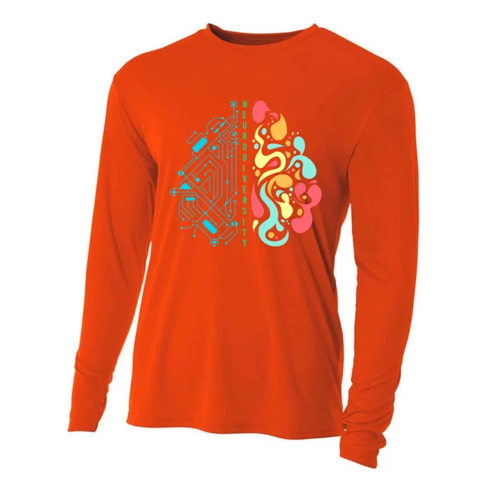 Embrace Neurodiversity Brain Gift For Autism Awareness Gift Cooling Performance Long Sleeve Crew