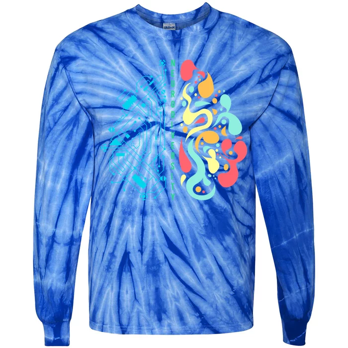 Embrace Neurodiversity Brain Gift For Autism Awareness Gift Tie-Dye Long Sleeve Shirt