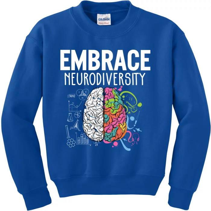 Embrace Neurodiversity Brain Gift Autism Awareness Gift Kids Sweatshirt