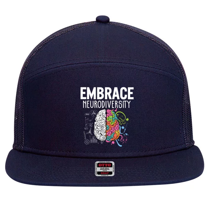 Embrace Neurodiversity Brain Gift Autism Awareness Gift 7 Panel Mesh Trucker Snapback Hat