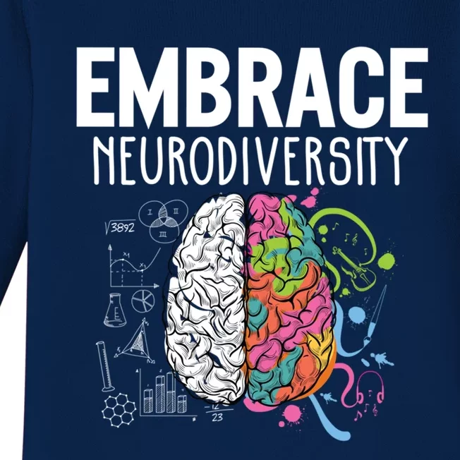 Embrace Neurodiversity Brain Gift Autism Awareness Gift Baby Long Sleeve Bodysuit