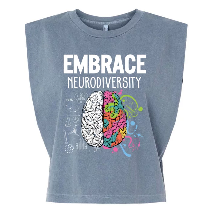 Embrace Neurodiversity Brain Gift Funny Gift Garment-Dyed Women's Muscle Tee