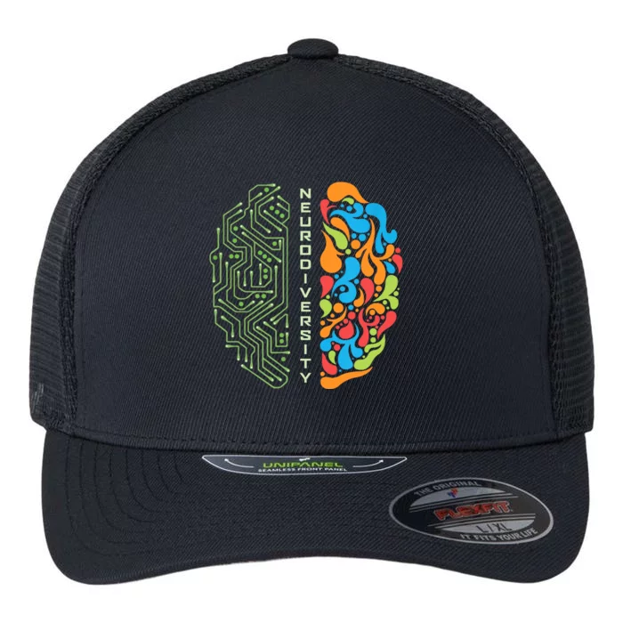 Embrace Neurodiversity Brain Flexfit Unipanel Trucker Cap