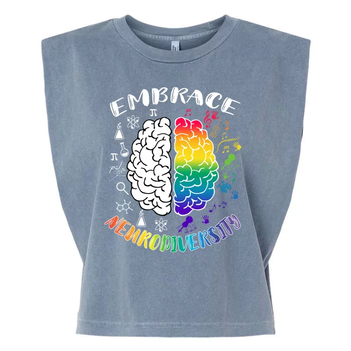 Embrace Neurodiversity Brain Autism Awareness Garment-Dyed Women's Muscle Tee