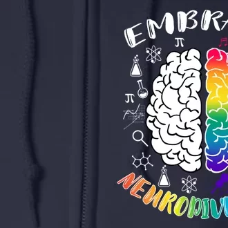 Embrace Neurodiversity Brain Autism Awareness Full Zip Hoodie