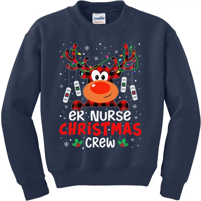 ER Nurse Christmas Crew Cute Reindeer Xmas Love Nurse Life Kids Sweatshirt