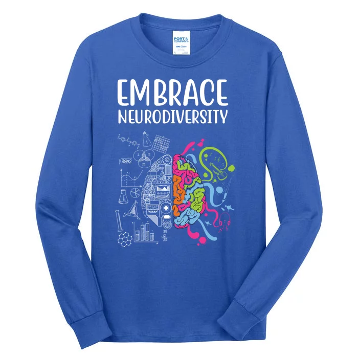 Embrace Neurodiversity Colorful Brain Tall Long Sleeve T-Shirt