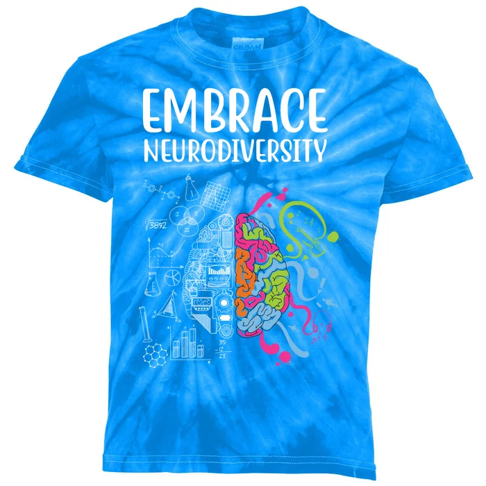 Embrace Neurodiversity Colorful Brain Kids Tie-Dye T-Shirt