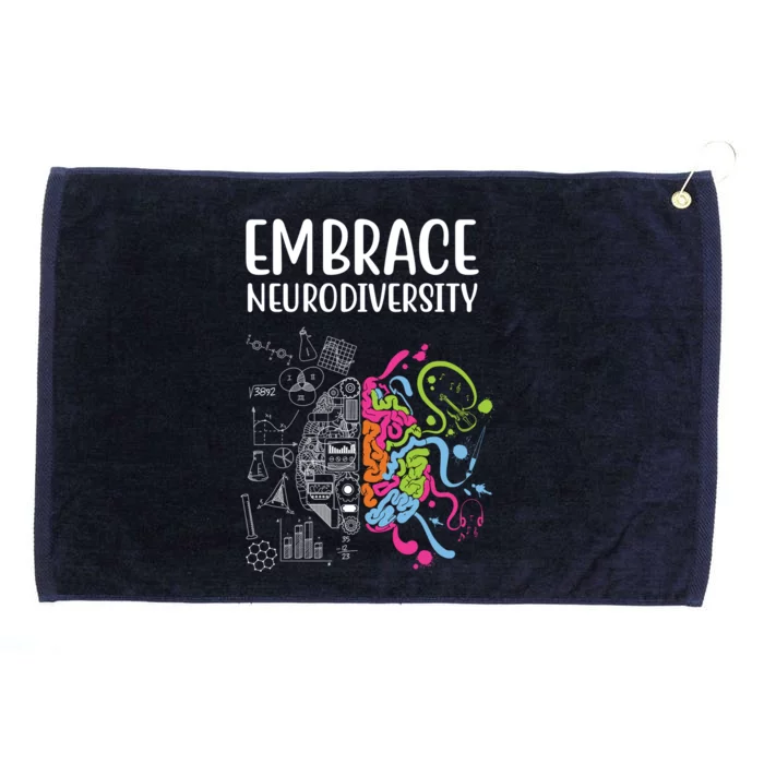 Embrace Neurodiversity Colorful Brain Grommeted Golf Towel