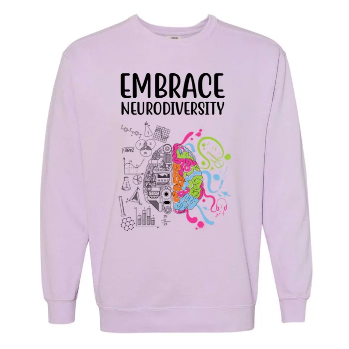 Embrace Neurodiversity Colorful Brain Garment-Dyed Sweatshirt