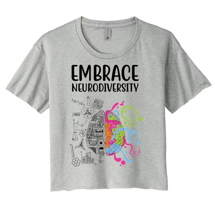 Embrace Neurodiversity Colorful Brain Women's Crop Top Tee