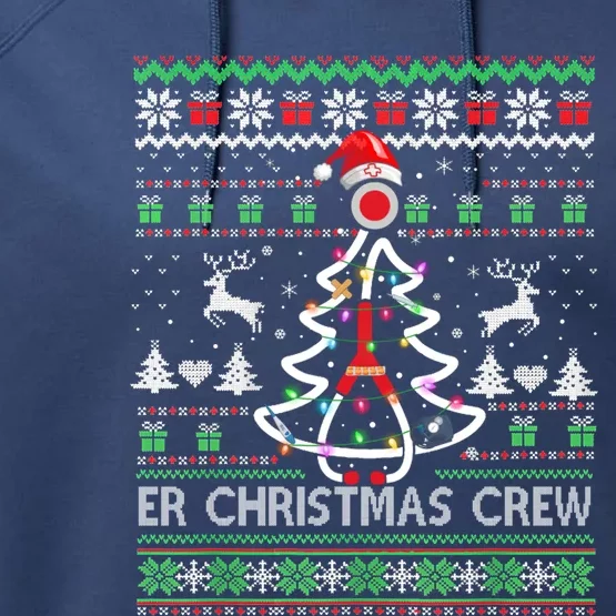 Er Nurse Christmas Crew Emergency Room Icu Nursing Squad Gift Performance Fleece Hoodie