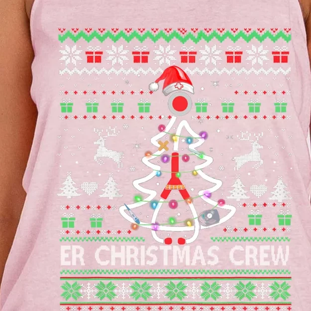 Er Nurse Christmas Crew Emergency Room Icu Nursing Squad Gift Women's Knotted Racerback Tank